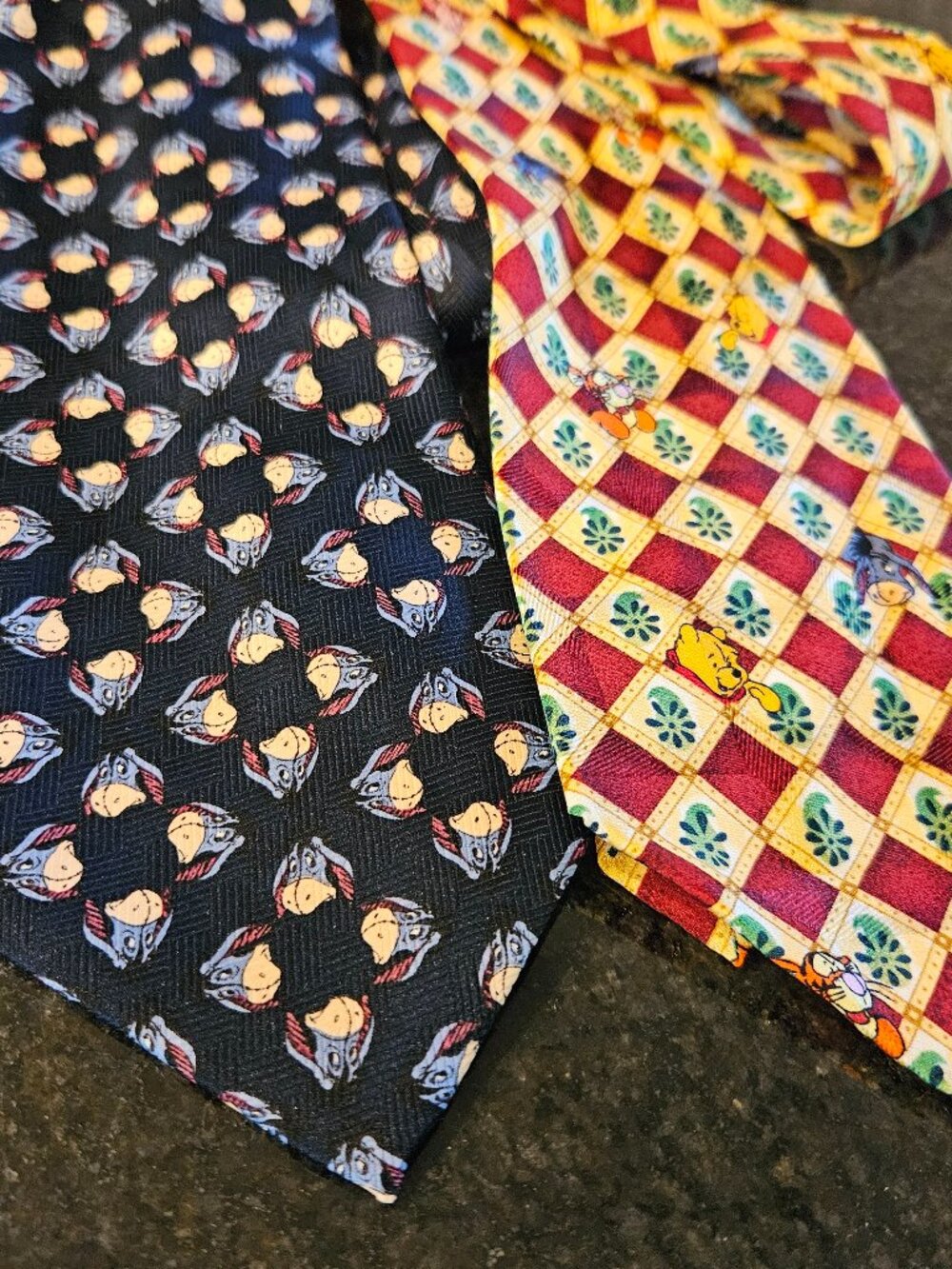 2 Winnie the Pooh Silk Neck Ties All Characters & Navy Eyore